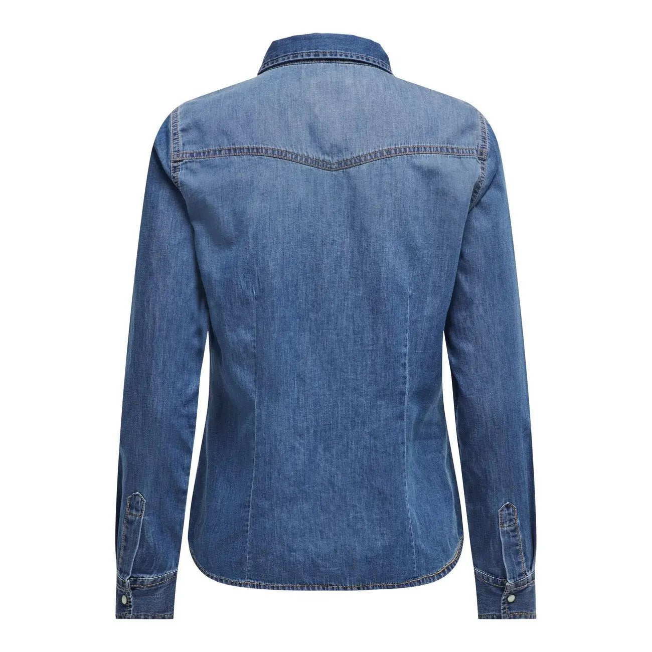 Only Women Long Sleeve Blue Denim Shirt 100% Cotton Classic Fit by Only