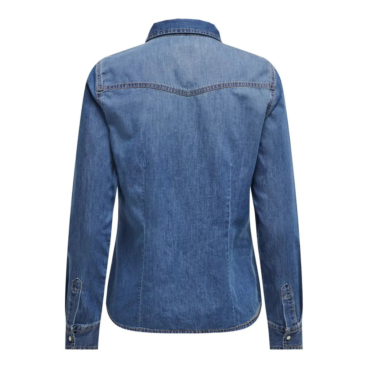 Only Women Long Sleeve Blue Denim Shirt 100% Cotton Classic Fit by Only