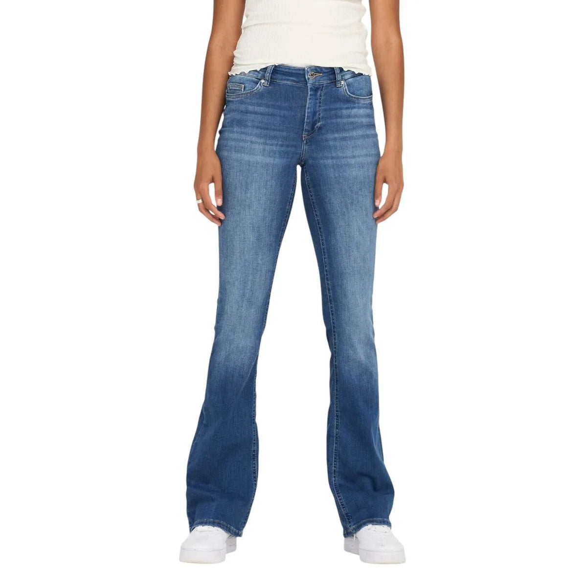 Only Women Blue Super Stretch High Waisted Flared Denim Jeans Retro Fit by Only