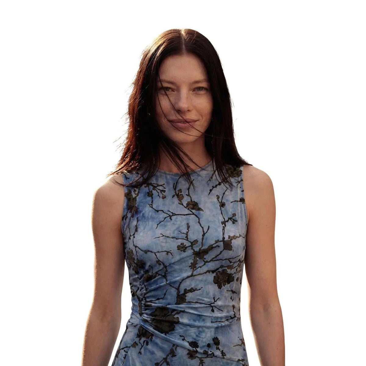 Desigual Women Light Blue Floral Sleeveless Elegant Summer Midi Dress by Desigual