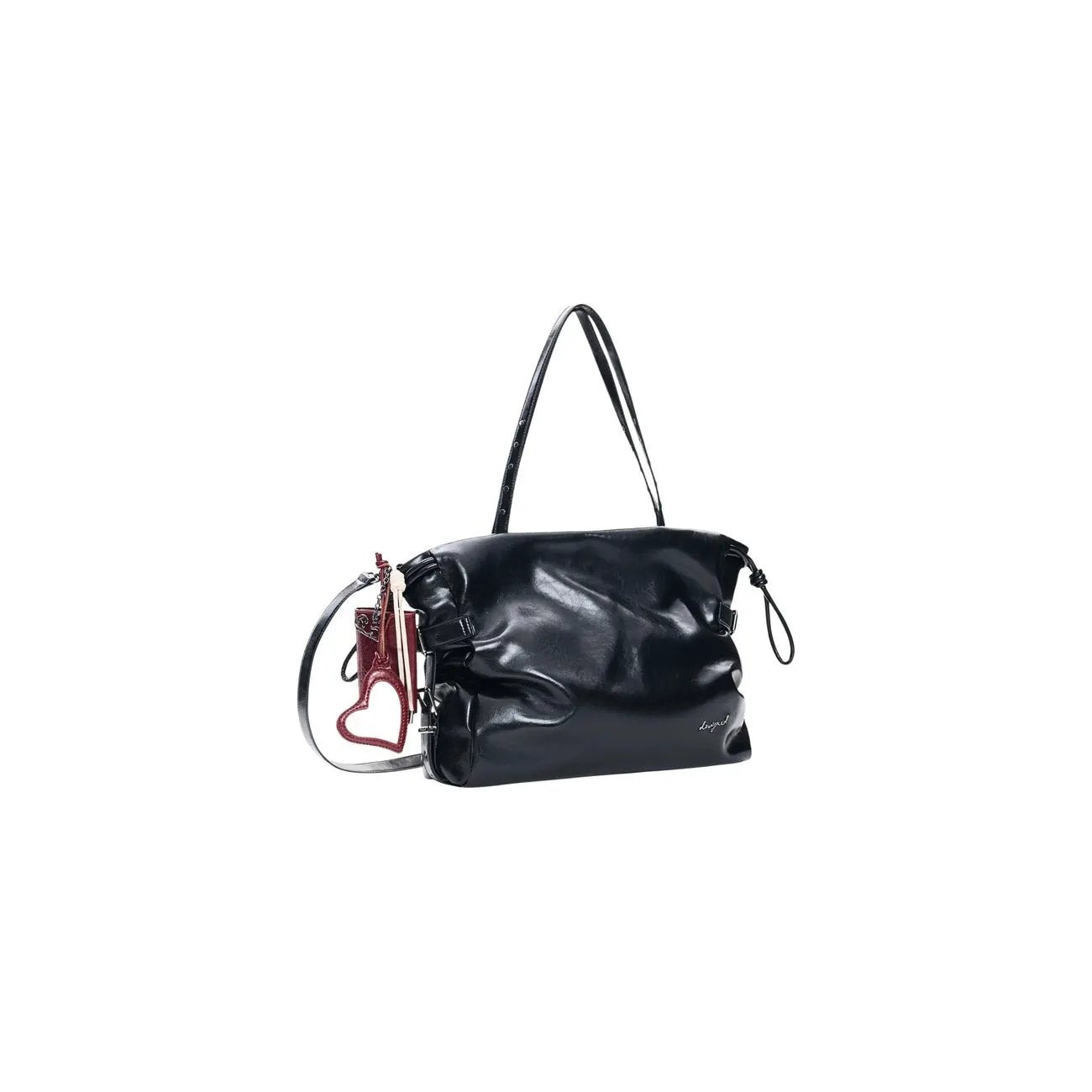 Desigual Women Black Polyurethane Handbag Stunning Zip Fastening Inside Pocket by Desigual