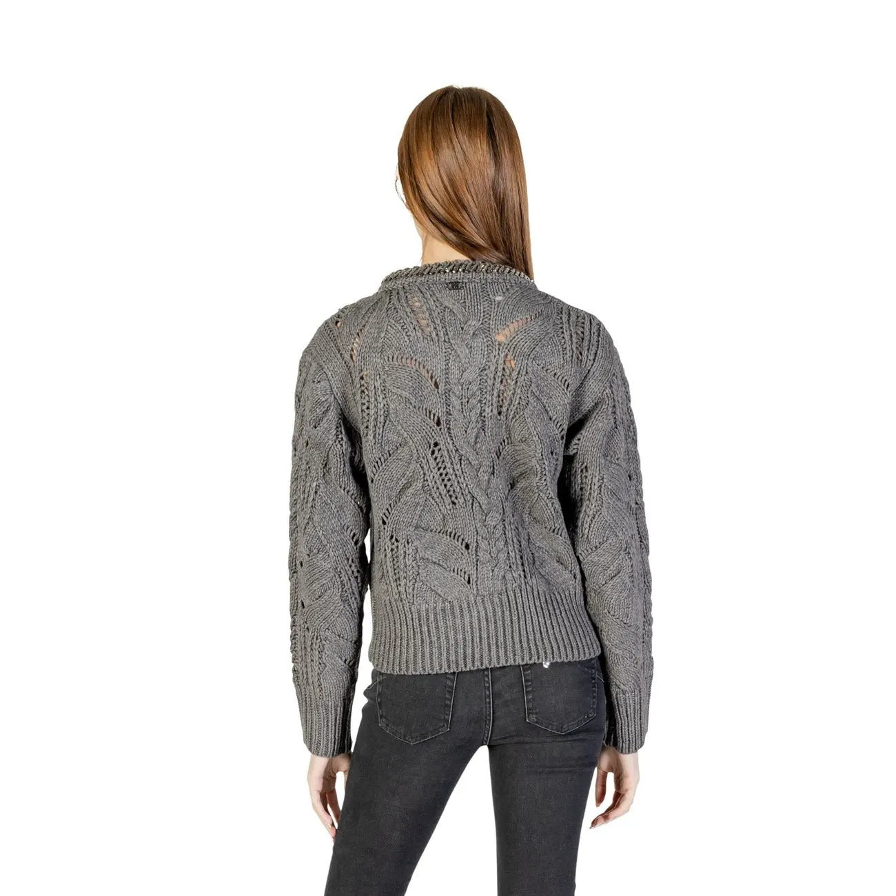 Liu Jo Women Grey Acrylic Wool Blend Cable Knit Long Sleeve Sweater by Liu Jo