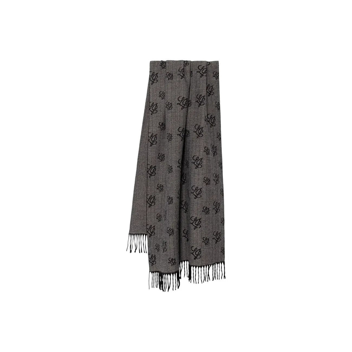 Liu Jo Women Elegant Grey Patterned Winter Scarf Shawl With Fringe Detail by Liu Jo