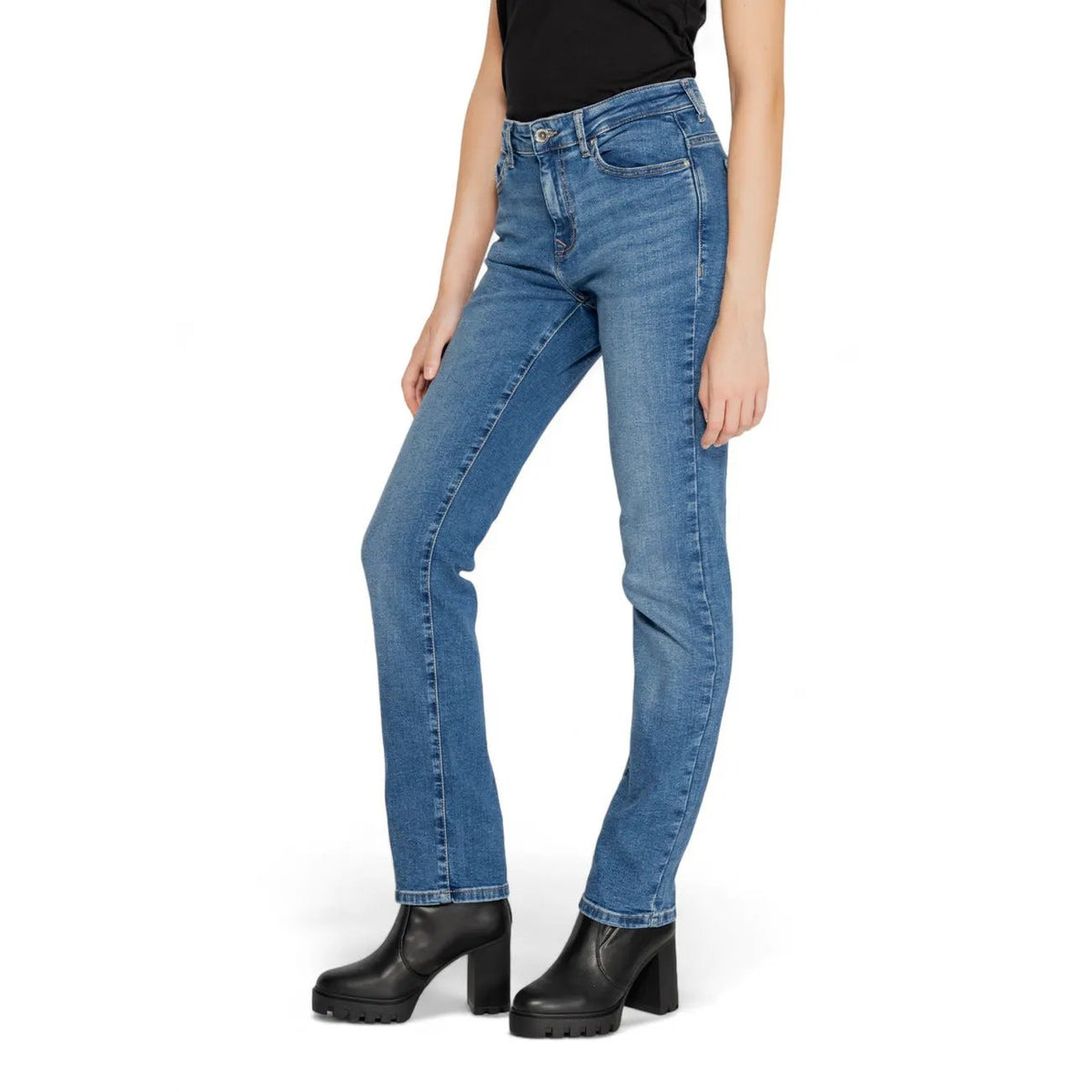 Only Women Jeans Blue Denim Classic Straight Leg With Front Pockets by Only