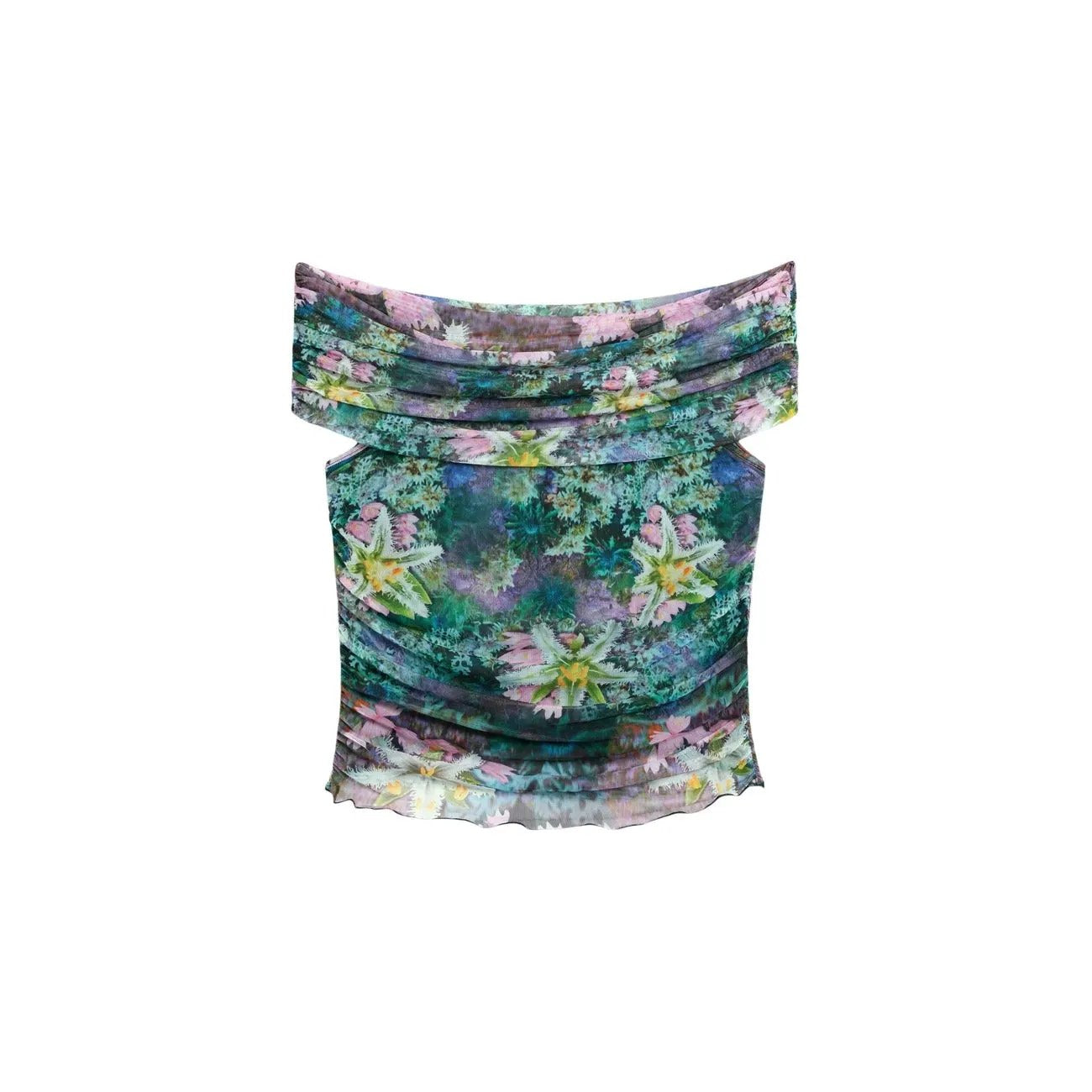 Stunning Desigual Women Floral Print Boat Neck Stretchy Summer Top by Desigual