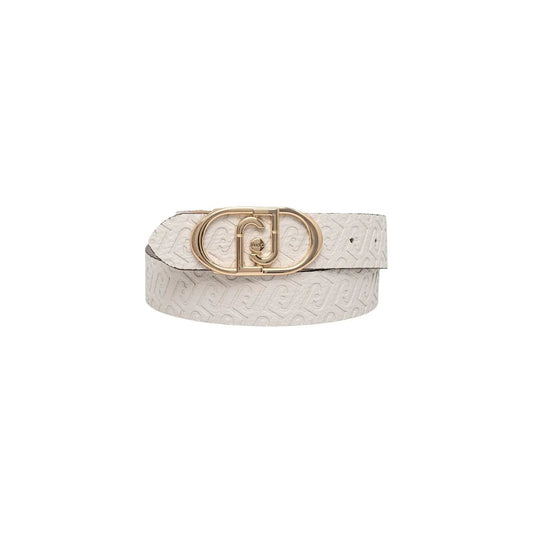 Liu Jo Women White Faux Leather Belt Elegant Gold Logo Buckle Style by Liu Jo
