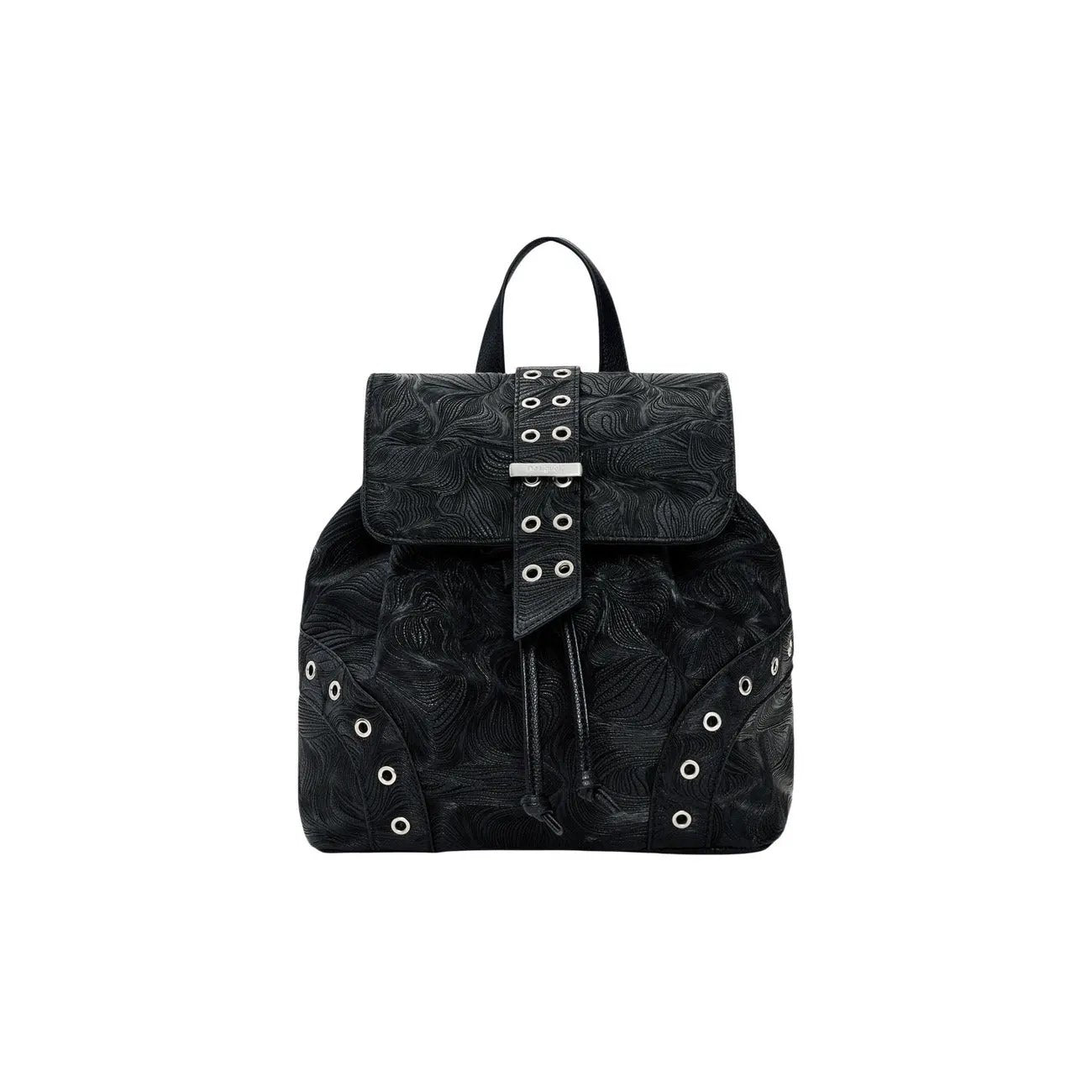 Desigual Women Stylish Black Backpack With Button Fastening Pockets by Desigual