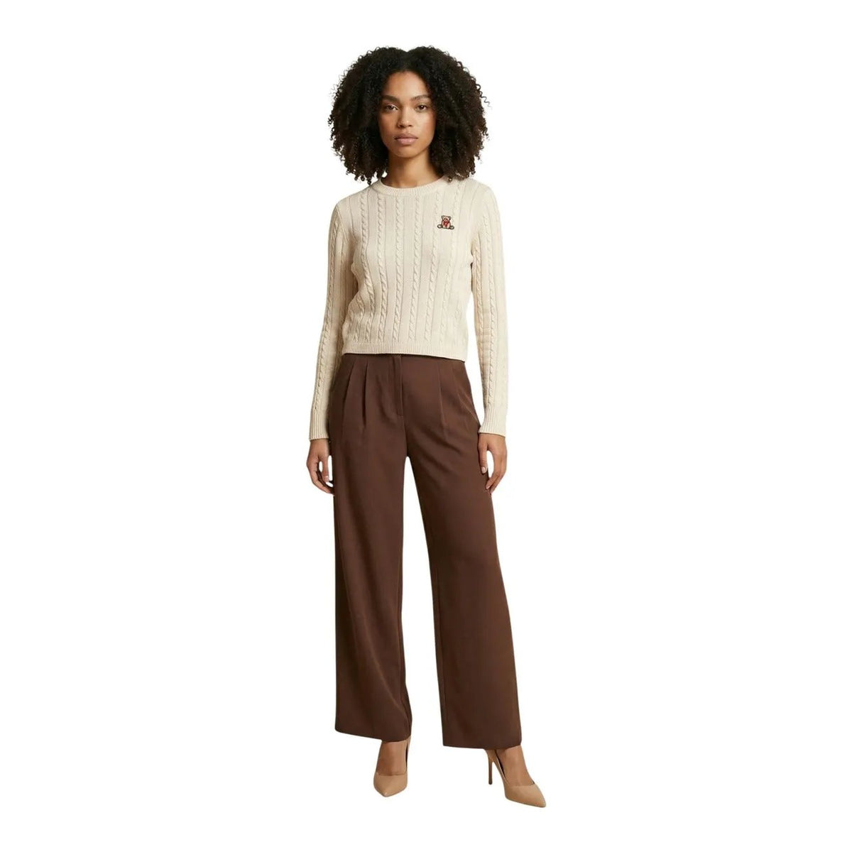 Only Women Brown Trousers Soft Stretch With Pockets Zip Closure by Only