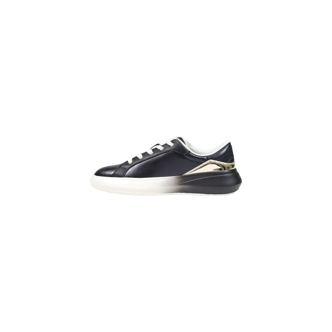 Liu Jo Women Black Leather Sneakers Featuring Premium Gold Logo Detail by Liu Jo