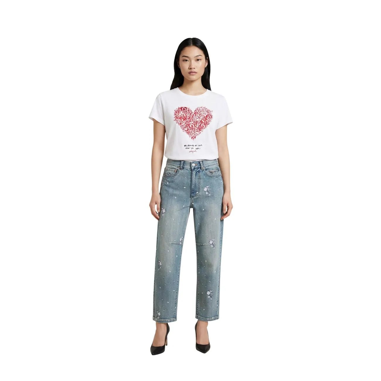Stylish Desigual Women Light Blue Worn Out Effect Stretch Jeans by Desigual