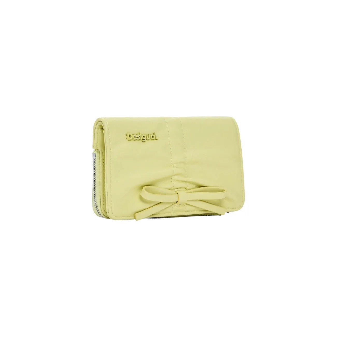 Premium Desigual Women Yellow Wallet With Bow Detail Zip Inner Pockets by Desigual