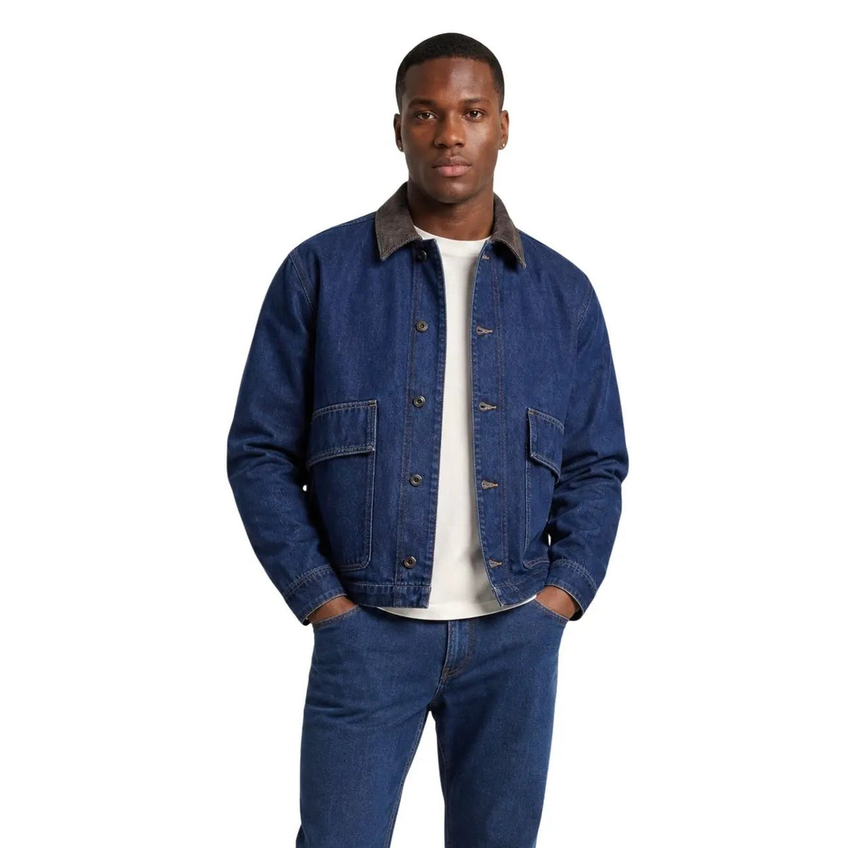 Only & Sons Men Blue Denim Jacket Button Fastening Casual Wear by Only & Sons