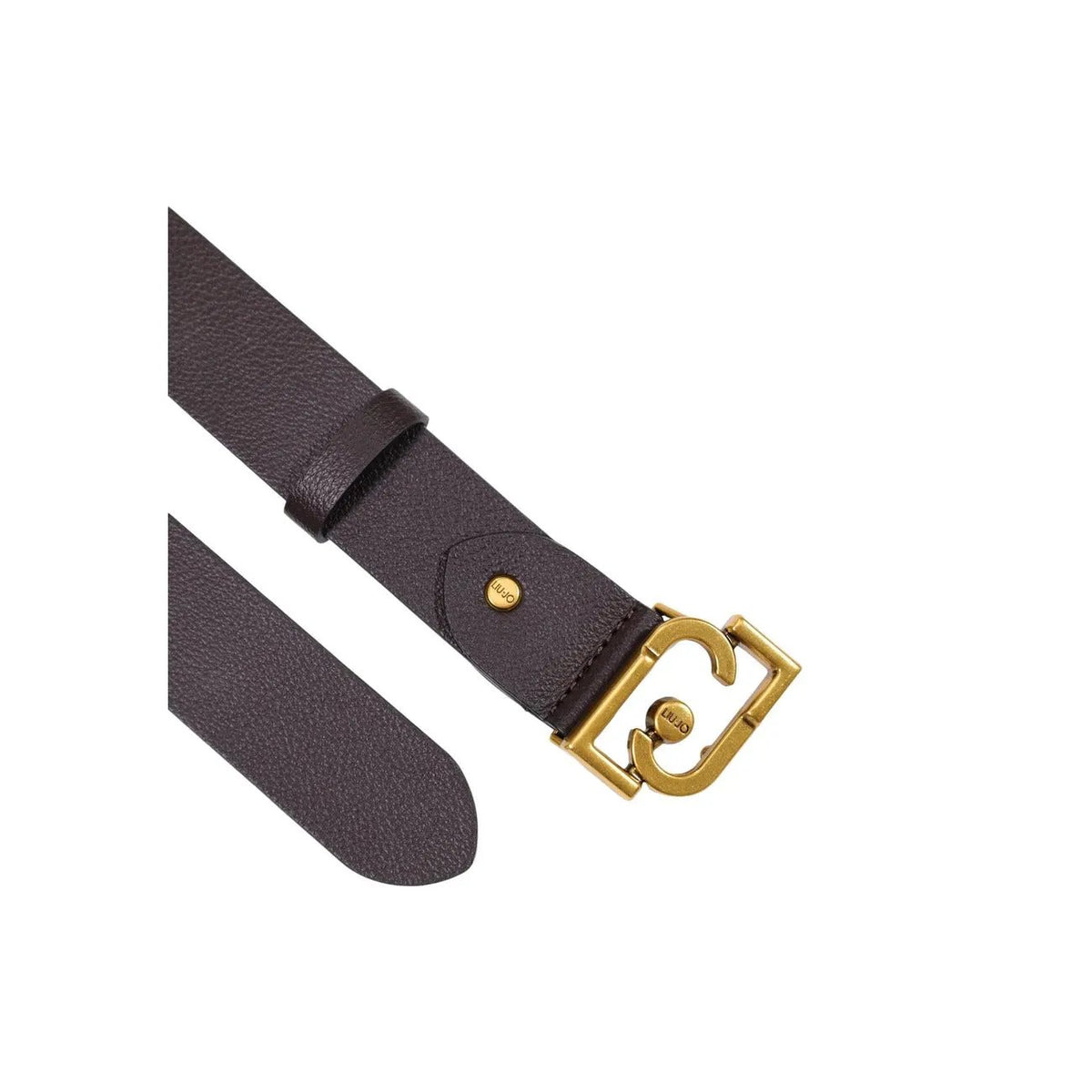 Elegant Liu Jo Women Brown Geometric Faux Leather Belt With Gold Buckle by Liu Jo