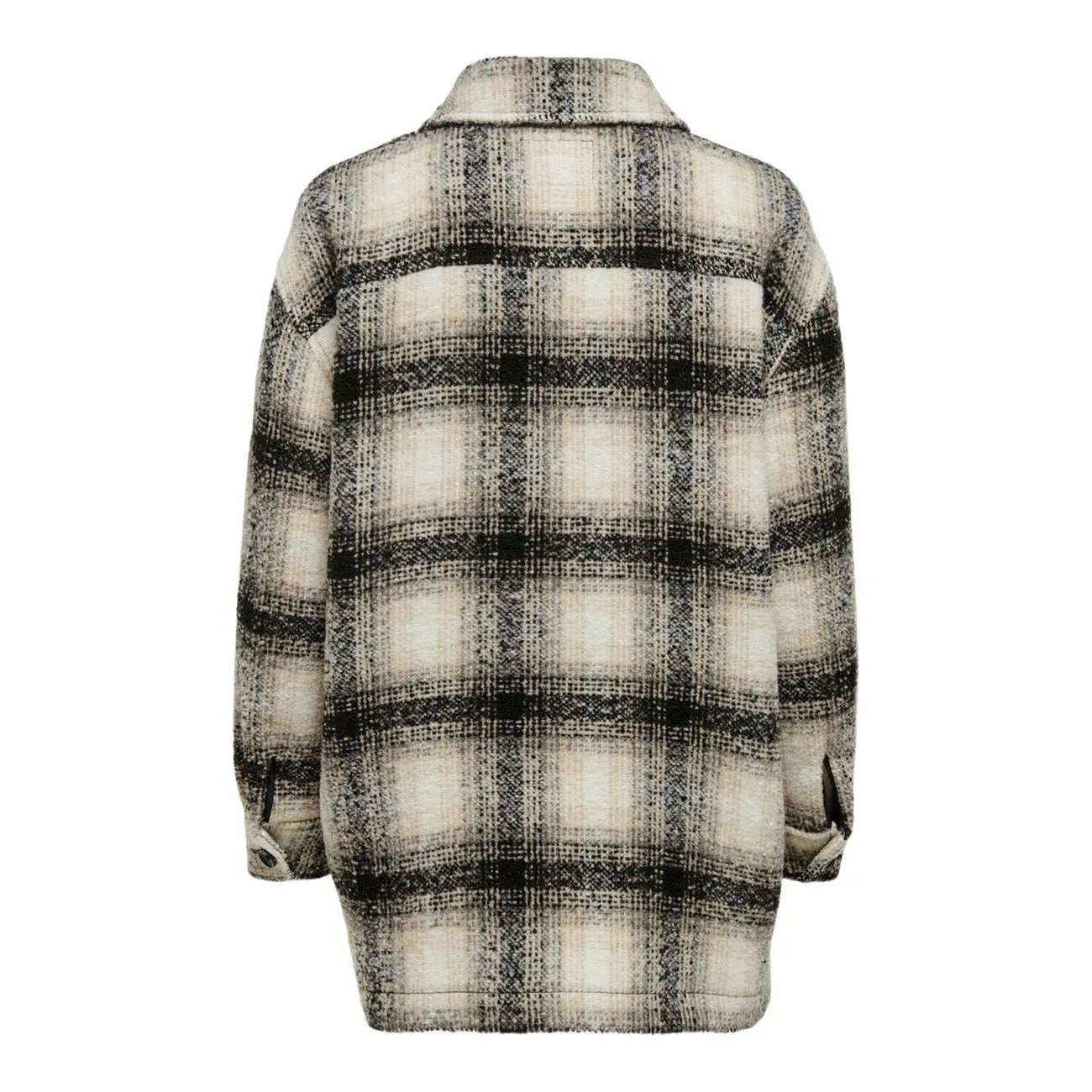 Only Women Classic White Checkered Button Front Coat Warm Fall Winter Style by Only