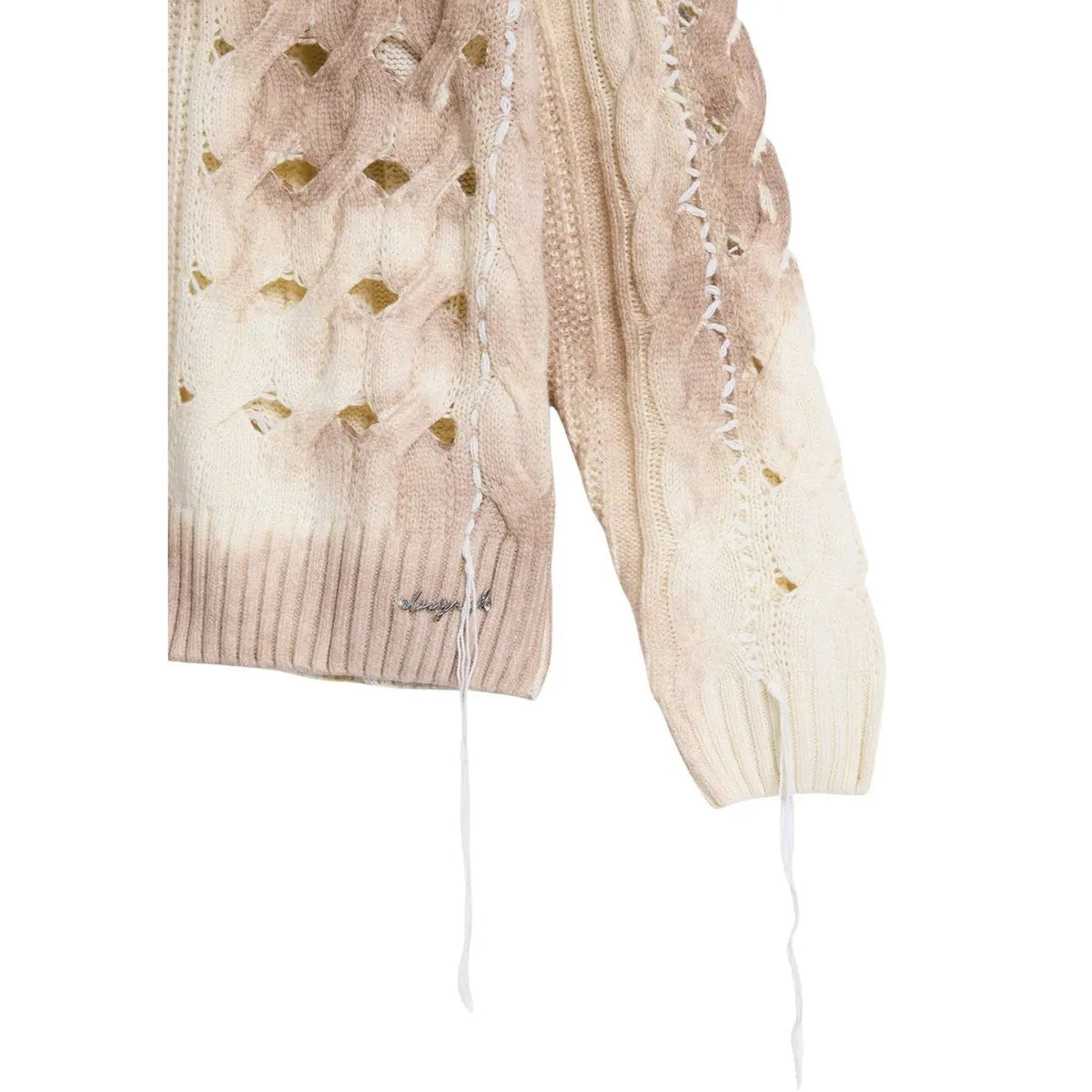 Desigual Women Beige Cable Knit Sweater Soft Wool Blend Pullover by Desigual