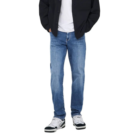 Only And Sons Premium Men Light Blue Cotton Stretch Denim Jeans by Only & Sons