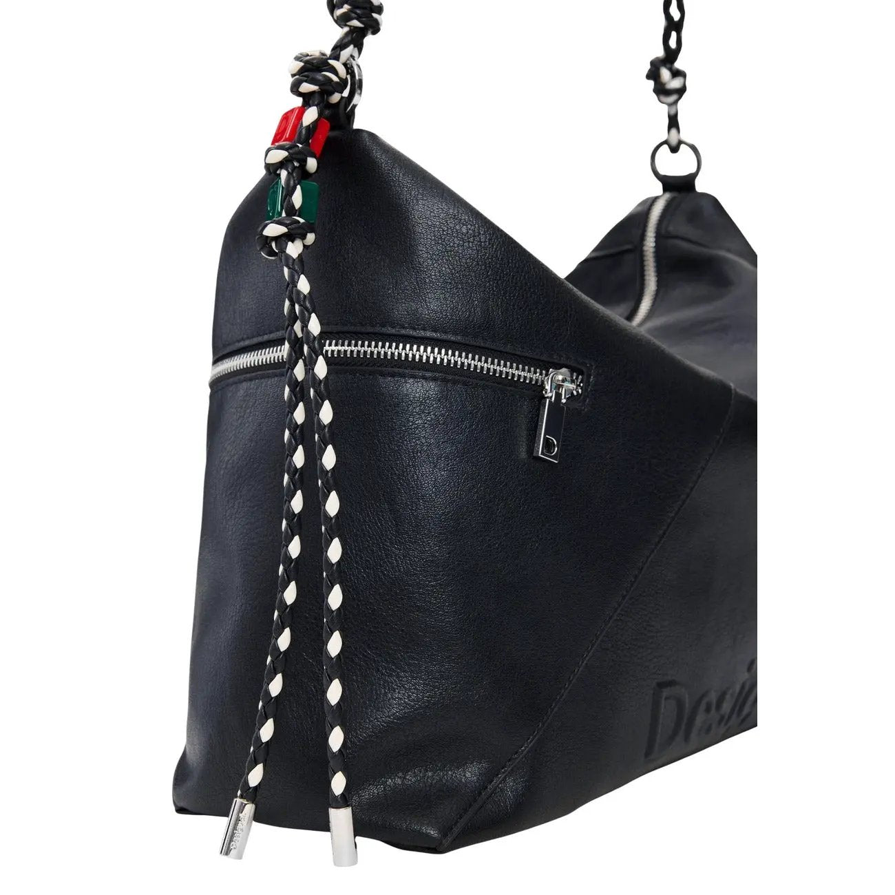 Desigual Women Black Chain Strap Handbag Secure Zip Inner Pockets by Desigual