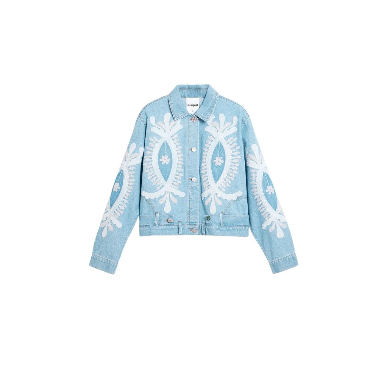 Desigual Women Light Blue Cotton Blazer Elegant Classic Style by Desigual