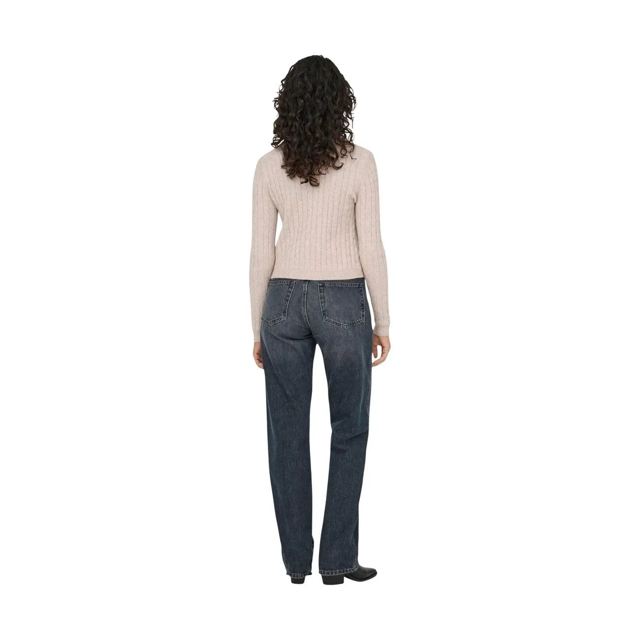 Only Women Cozy Beige Cable Knit Button Front Long Sleeve Cardigan by Only
