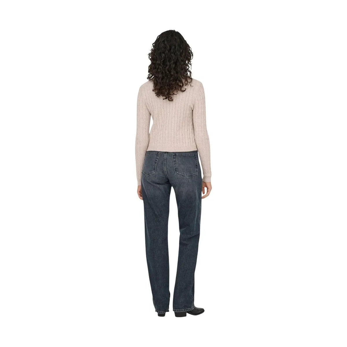 Only Women Cozy Beige Cable Knit Button Front Long Sleeve Cardigan by Only