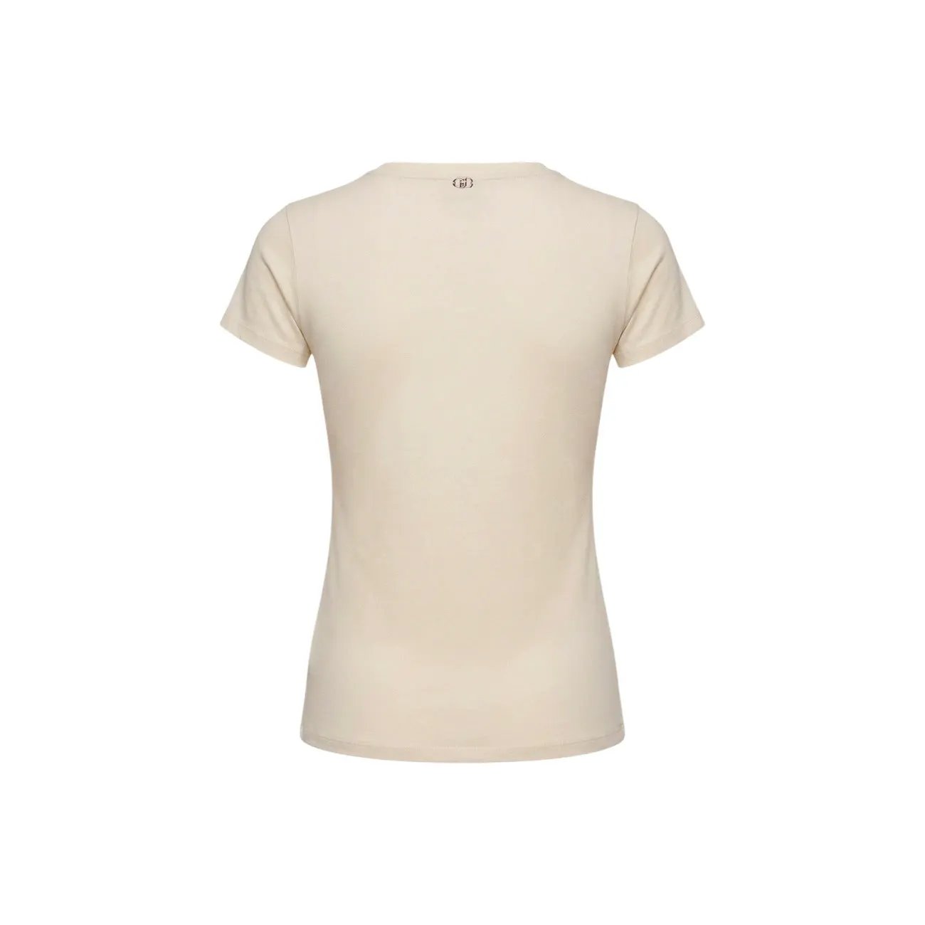 Liu Jo Women T Shirt Soft Cotton Embroidered Floral Detail Beige by Liu Jo