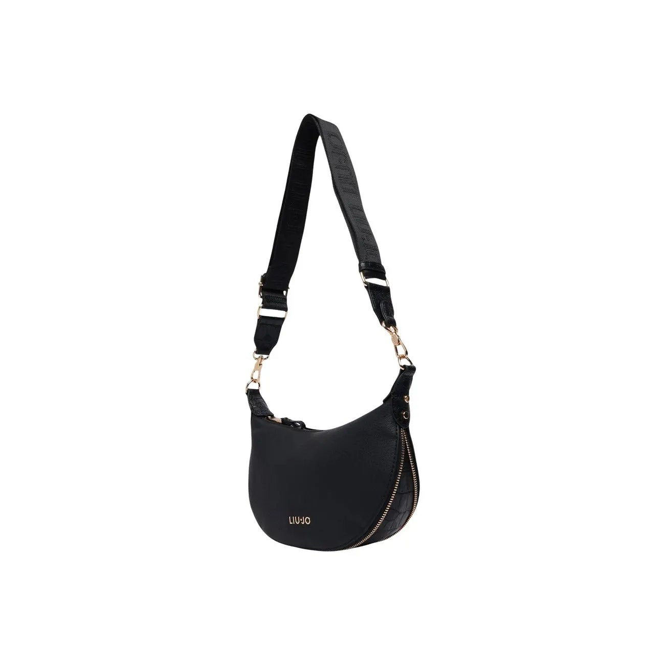 Liu Jo Women Black Elegant Faux Leather Shoulder Bag With Zip And Pockets by Liu Jo