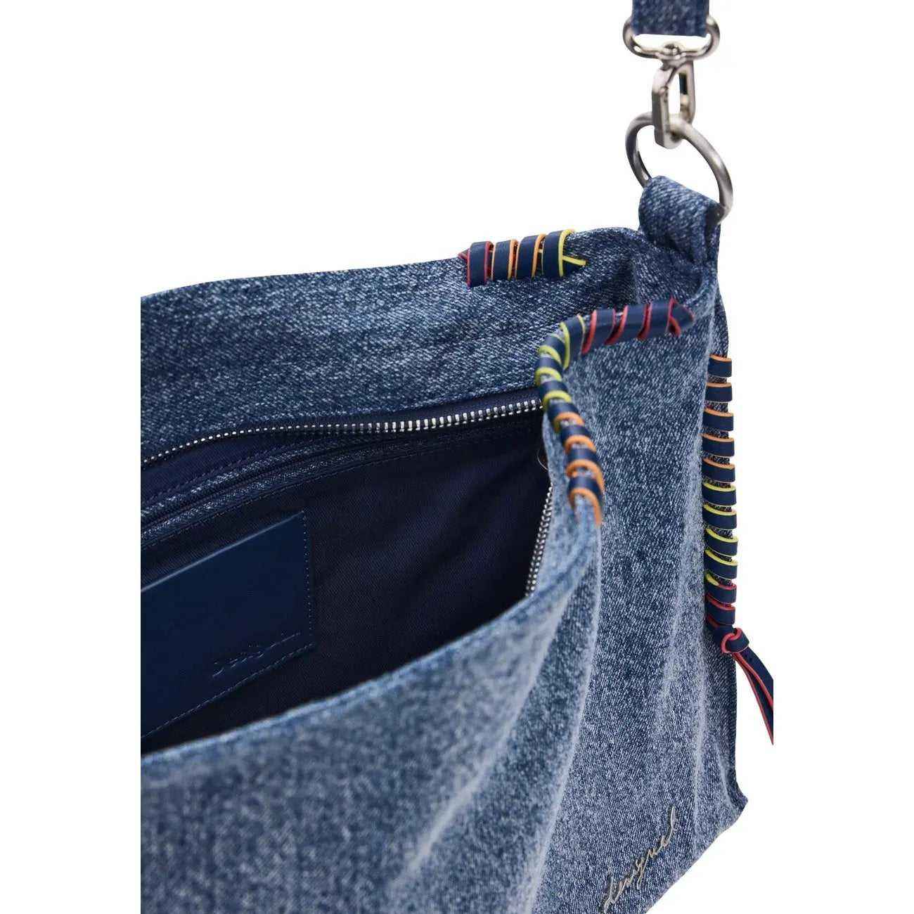Desigual Women Blue Denim Handbag Stylish Zip Fastening Shoulder Bag With Strap by Desigual
