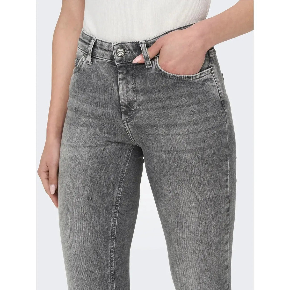 Only Women Grey High Waist Cotton Skinny Jeans Comfortable Stylish Outfit by Only