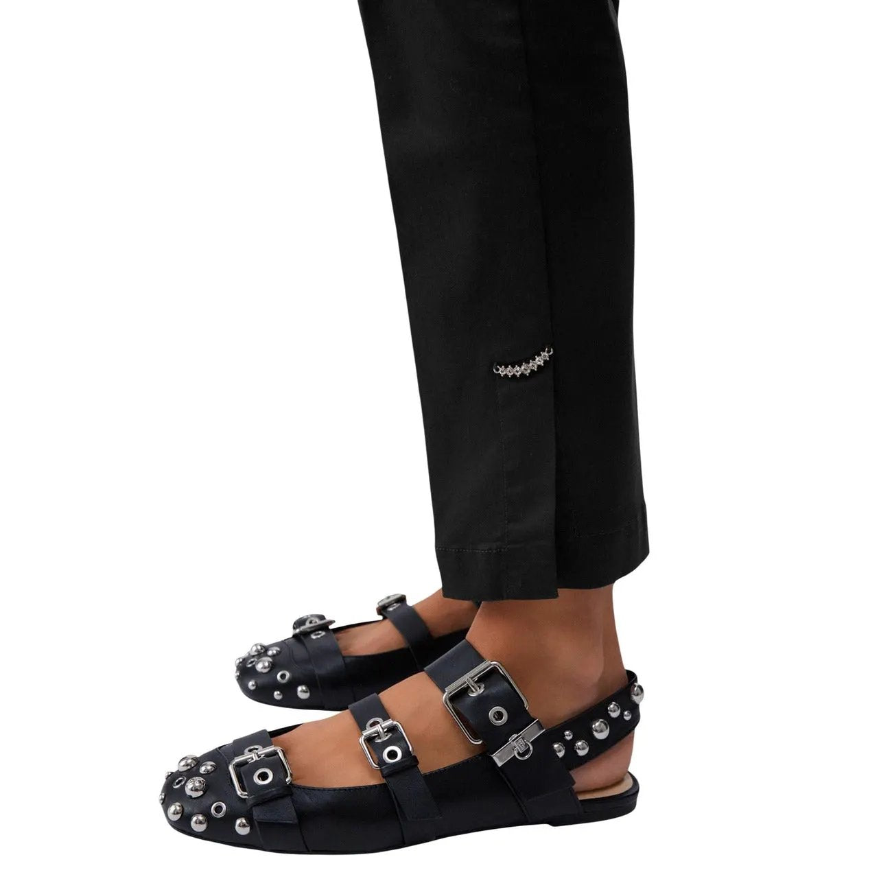 Liu Jo Women Essential Black Cotton Modal Blend Stretch Trousers by Liu Jo
