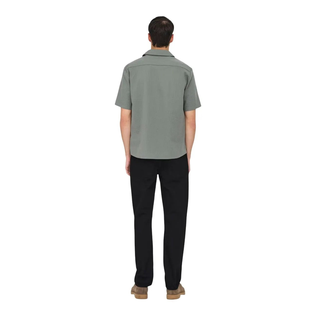 Only Sons Men Green Short Sleeve Organic Cotton Premium Resort Shirt by Only & Sons