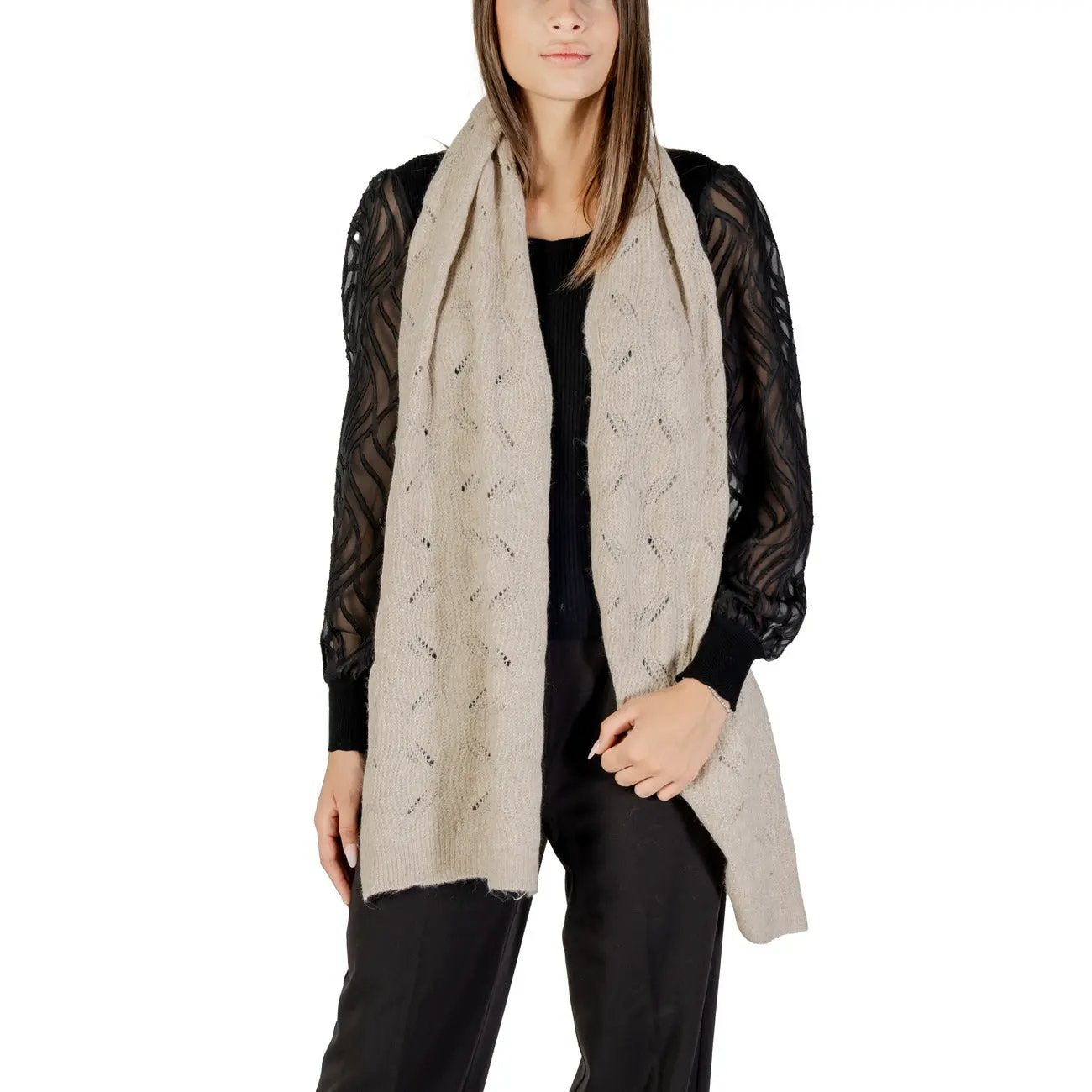 Only Women Beige Knit Scarf Warm Oversized Fall Winter Fashion by Only