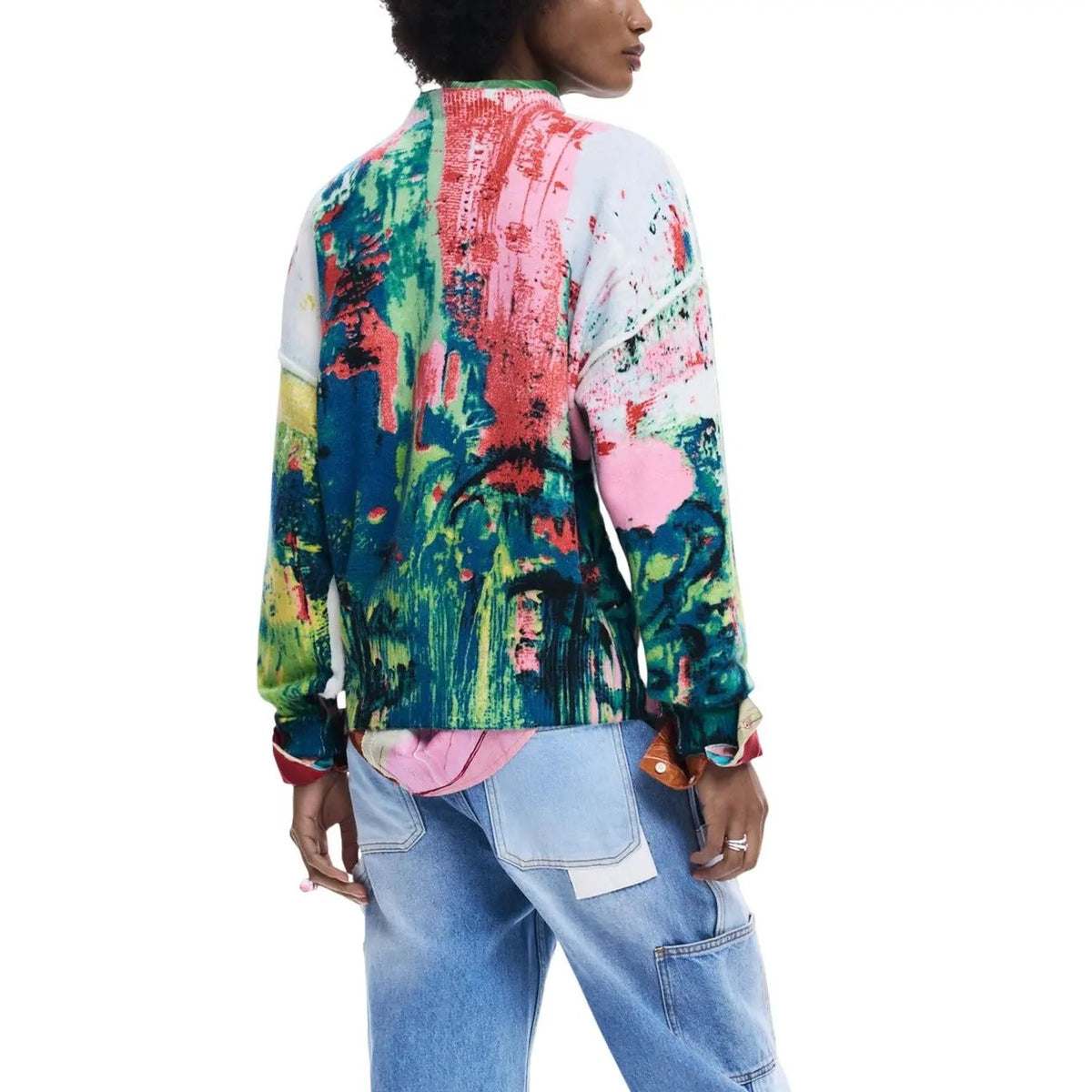 Desigual Women Vibrant Abstract Print Long Sleeve Comfortable Knitwear Sweater by Desigual