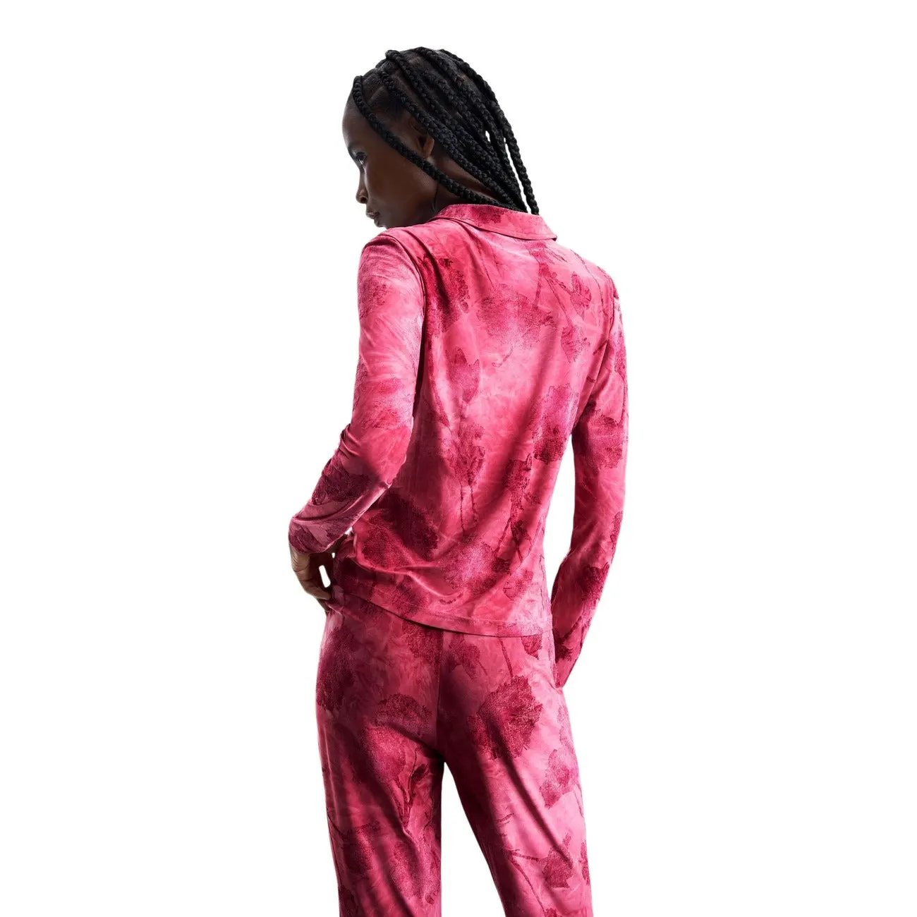 Desigual Women Long Sleeve Fuchsia Classic Collar Stretch Shirt by Desigual