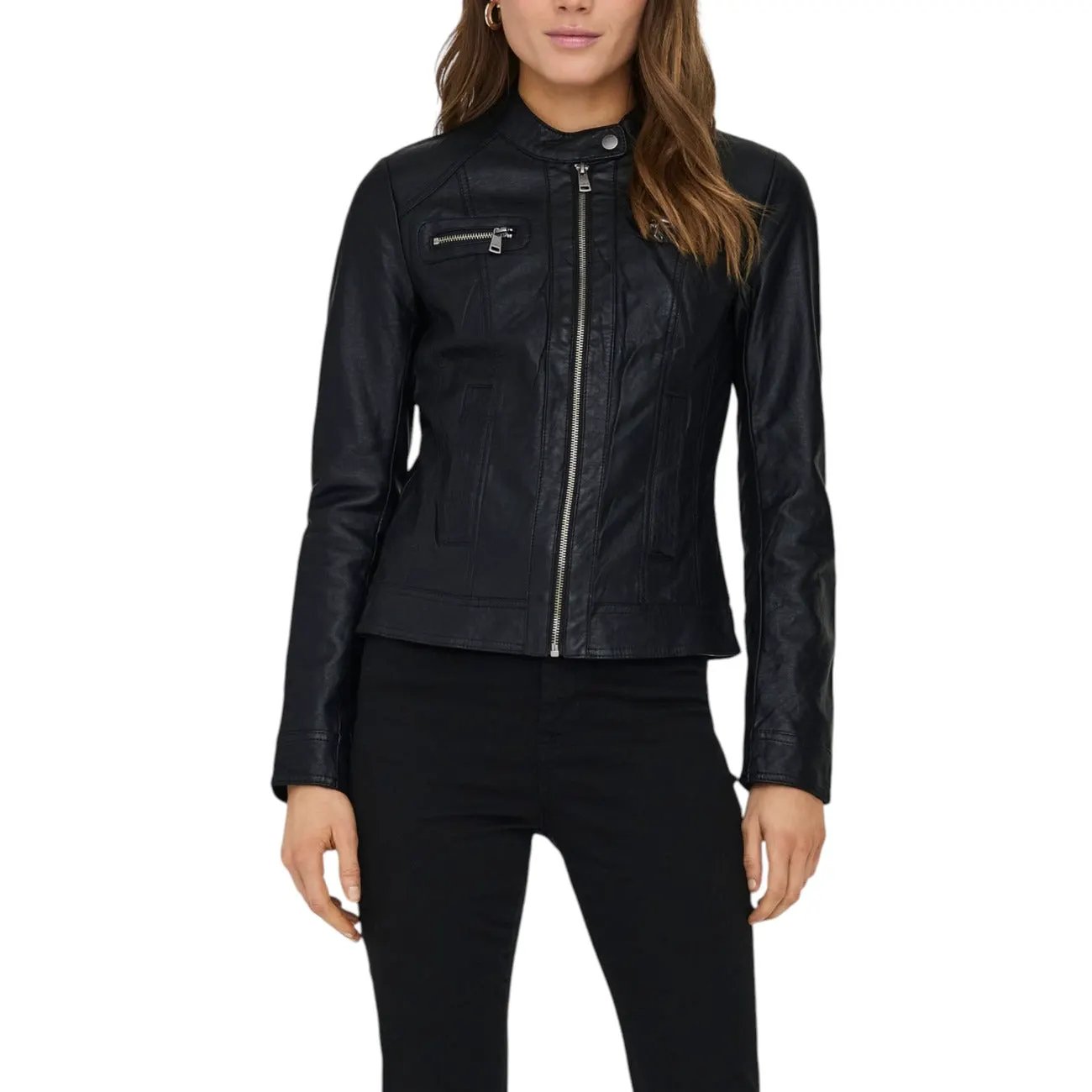 Only Women Black Zip Blazer Flattering Slim Fit For Professionals by Only