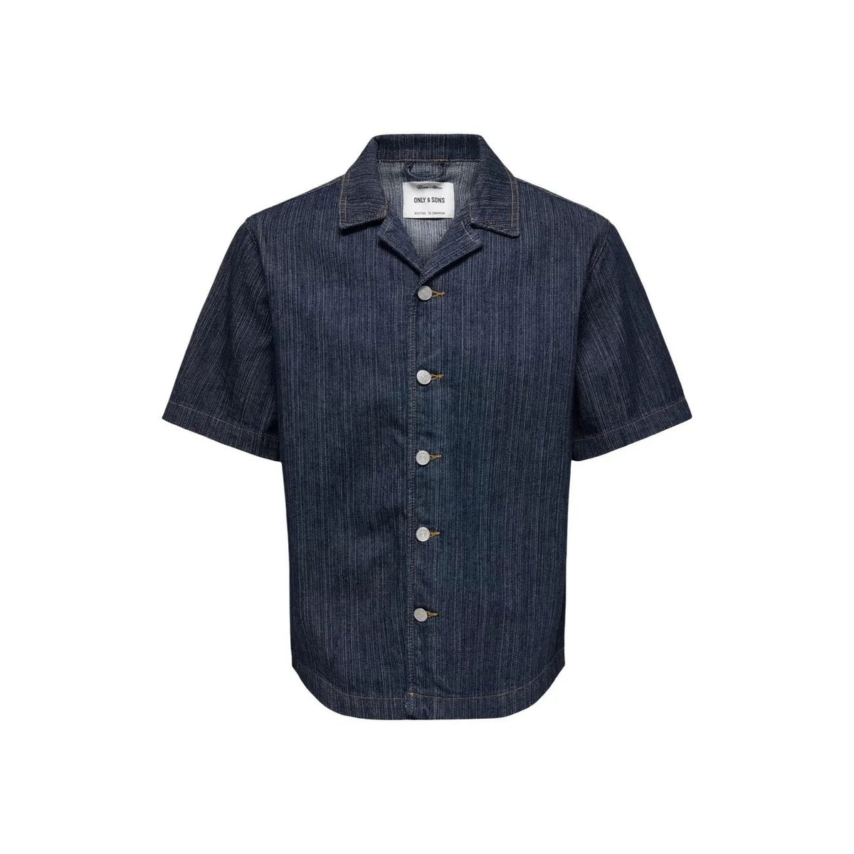Only and Sons Men Blue Cotton Short Sleeve Premium Classic Summer Shirt by Only & Sons