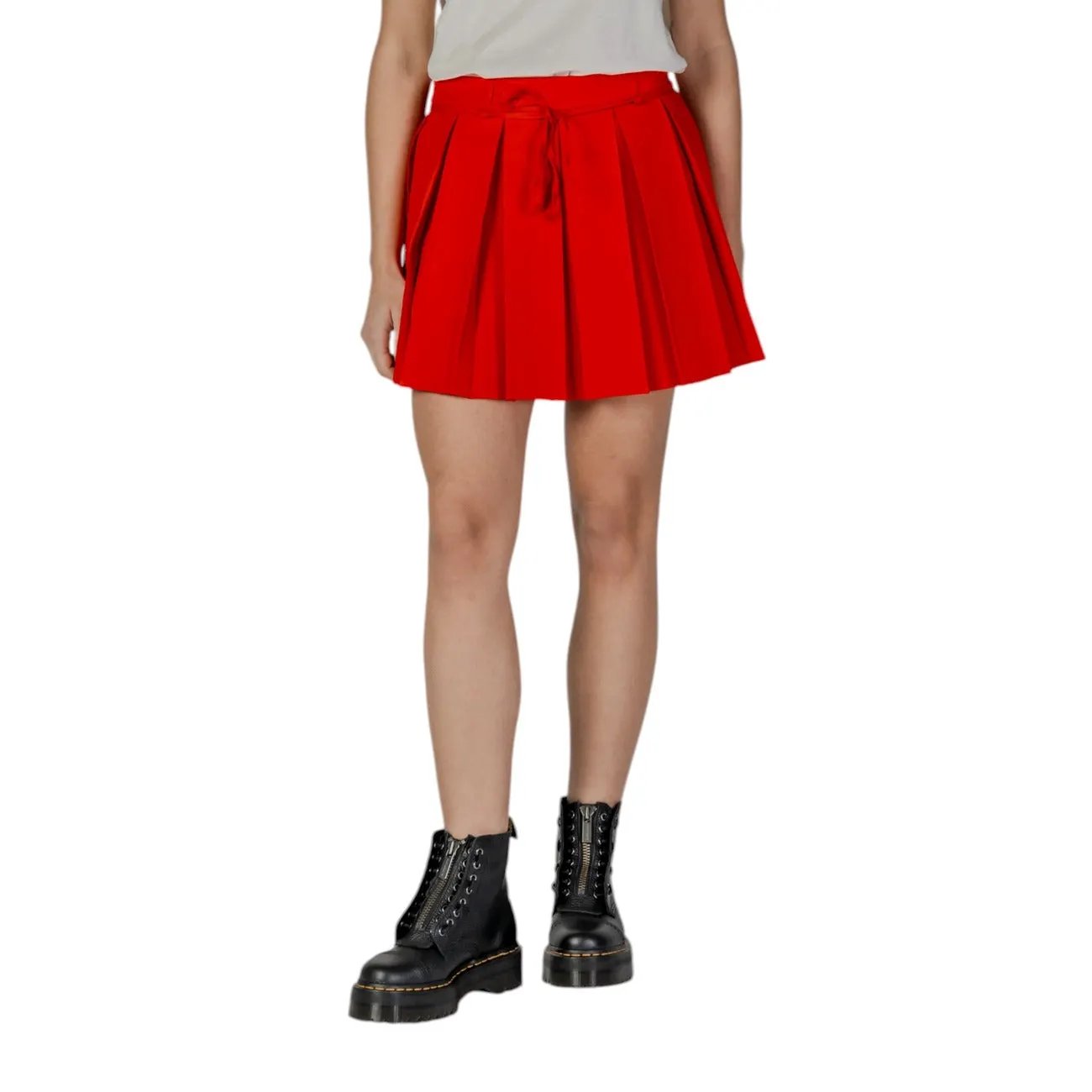 Only Women Red Pleated Mini Skirt Lace Fastening Stretchy Style by Only