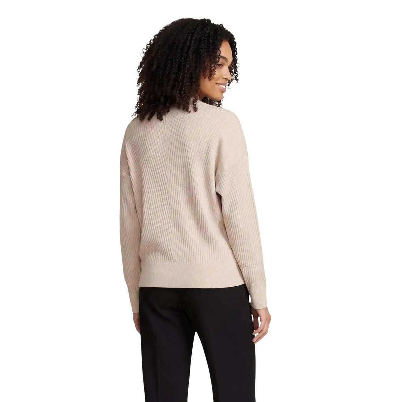 Liu Jo Women Elegant Beige Ribbed V Neck Knitwear With Tie Detail by Liu Jo