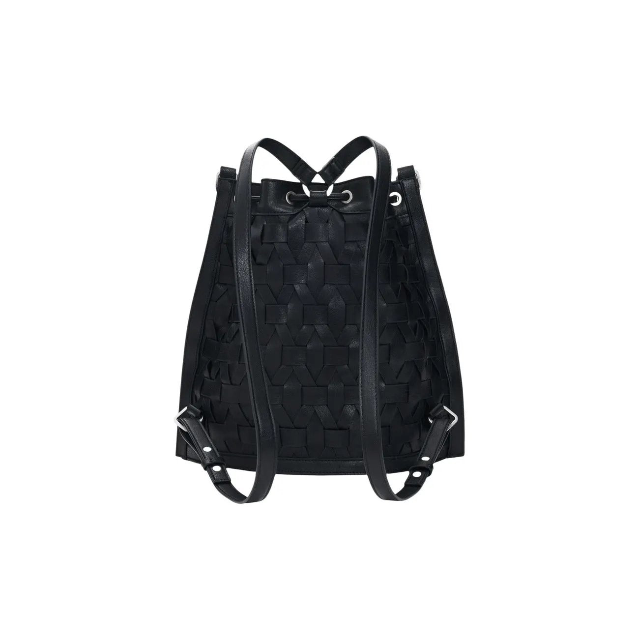 Desigual Women Stylish Black Woven Bucket Bag With Drawstring Inner Pocket by Desigual