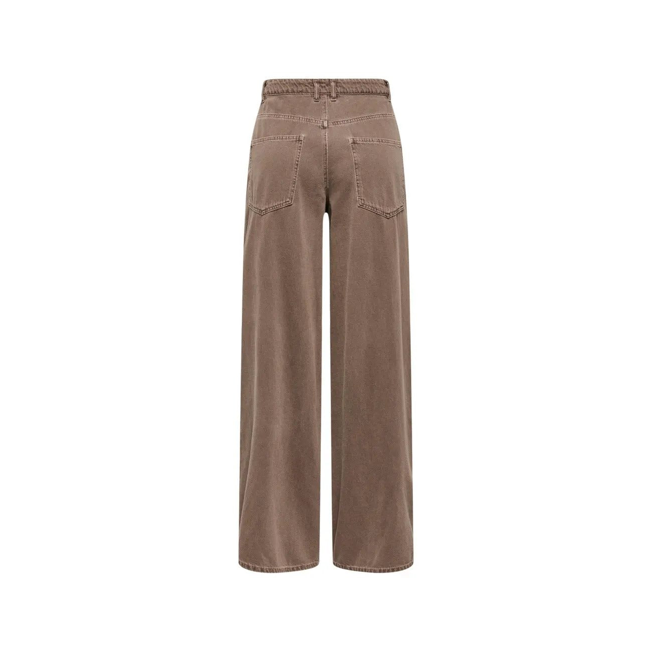Only Women Brown Wide Leg Jeans High Waist Pure Cotton Comfort Fit by Only