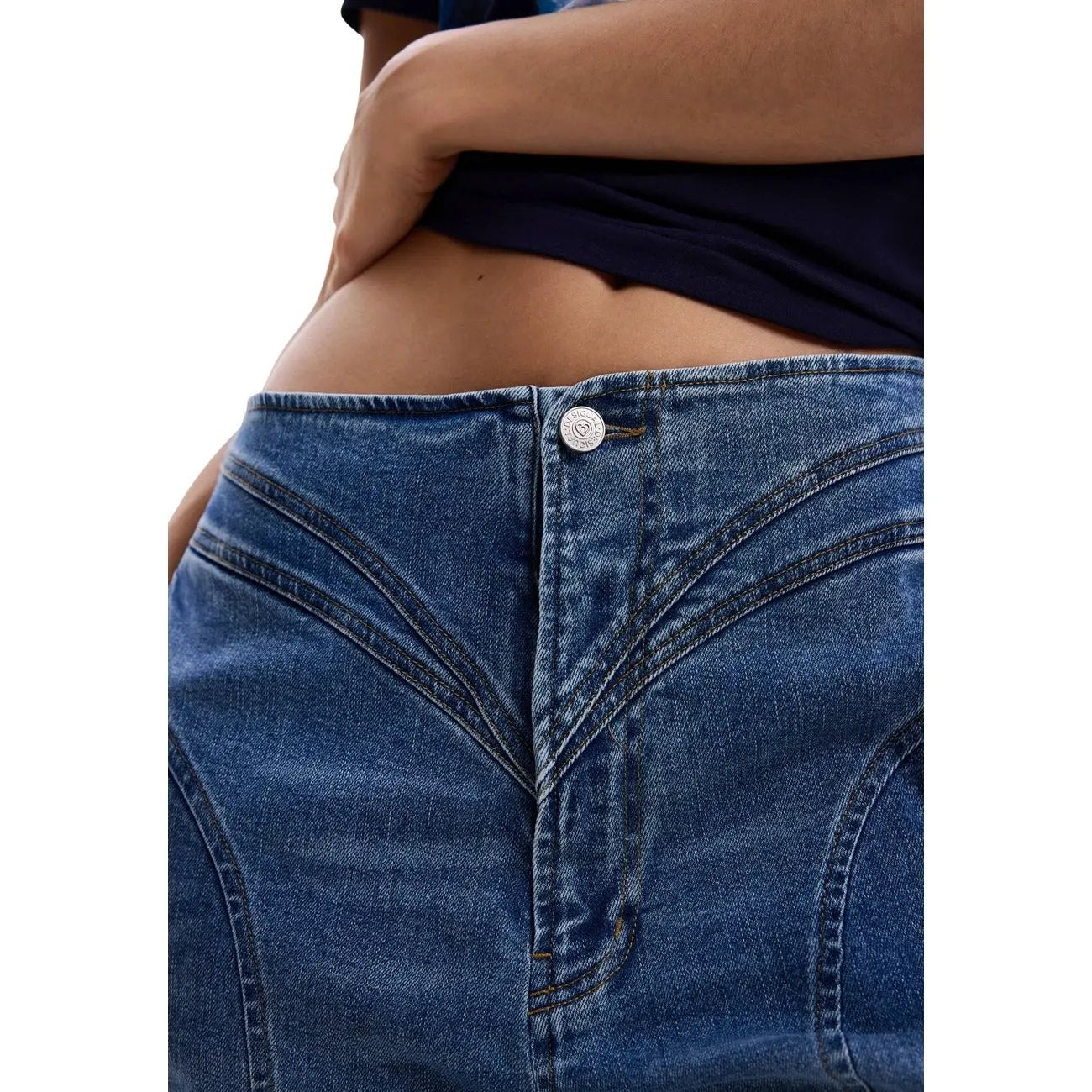 Desigual Women Stylish Comfortable Blue Stretch Cotton Wide Leg Jeans by Desigual