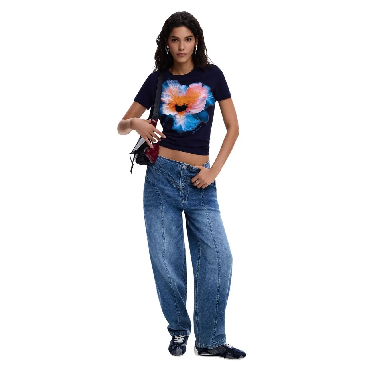 Desigual Women Stylish Comfortable Blue Stretch Cotton Wide Leg Jeans by Desigual