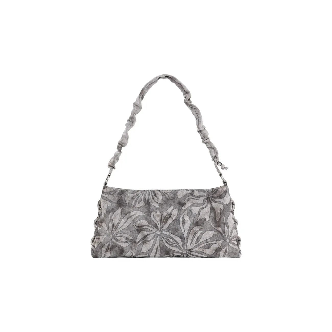 Stunning Desigual Women Grey Floral Cotton Handbag With Zip Closure by Desigual