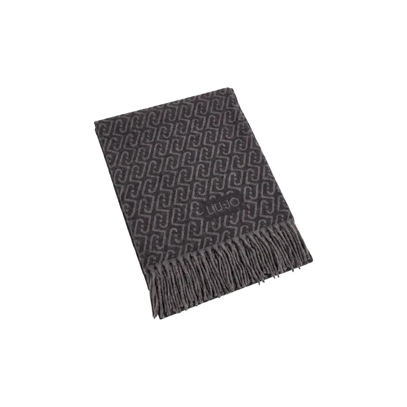 Liu Jo Women Elegant Grey Patterned Winter Scarf Shawl With Fringe Detail by Liu Jo