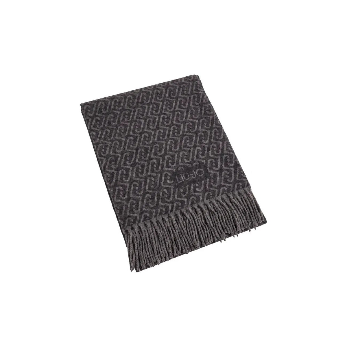Liu Jo Women Elegant Grey Patterned Winter Scarf Shawl With Fringe Detail by Liu Jo