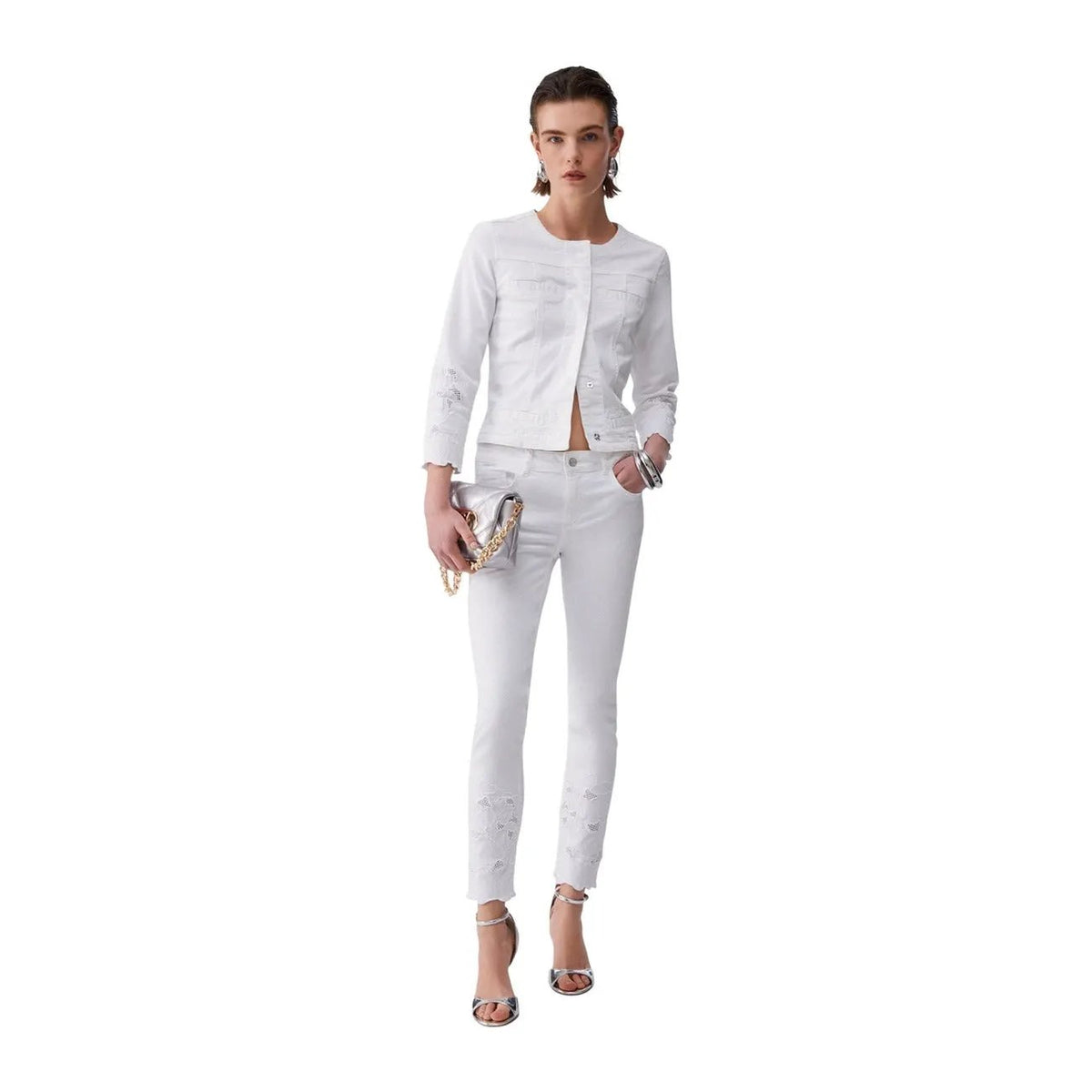Liu Jo Women White Cotton Blazer Three Quarter Sleeve Elegant Fashion by Liu Jo