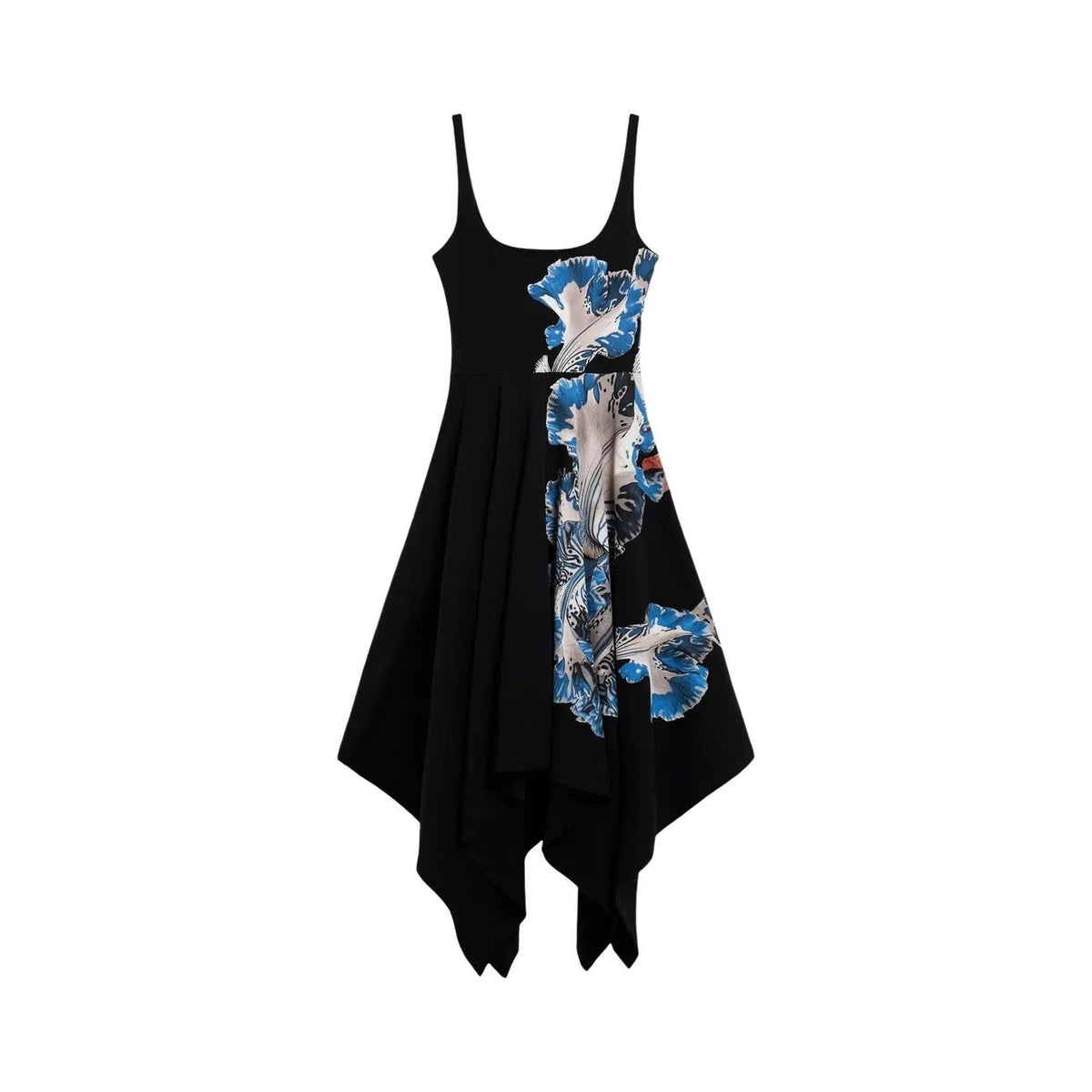 Desigual Women Black Floral Strap Dress Elegant Cotton Blend Summer Style by Desigual