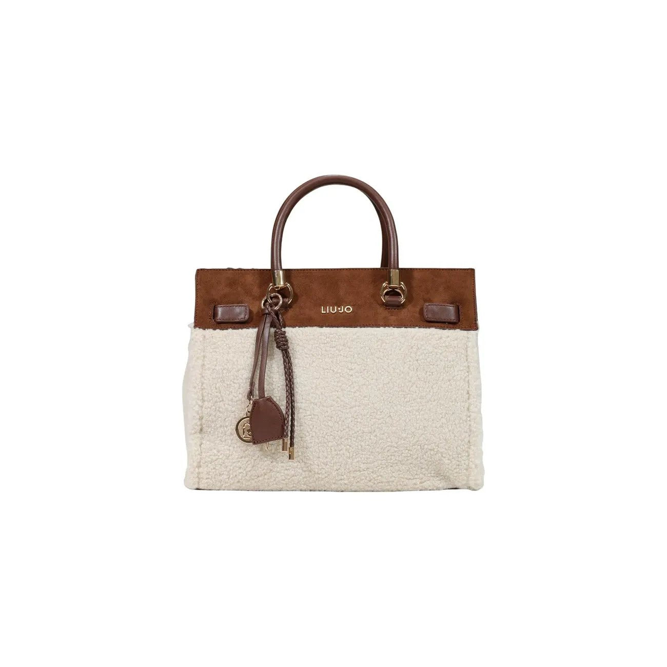Liu Jo Elegant Women White Sherpa Handbag With Zip Fastening Inside Pockets by Liu Jo