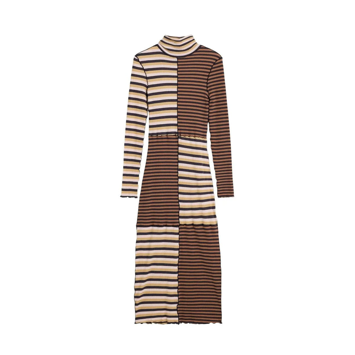 Desigual Women Elegant Striped Long Sleeve Turtleneck Cotton Dress by Desigual