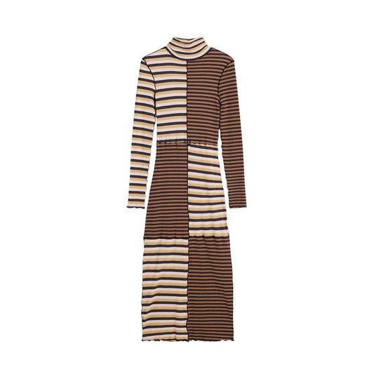 Desigual Women Elegant Striped Long Sleeve Turtleneck Cotton Dress by Desigual