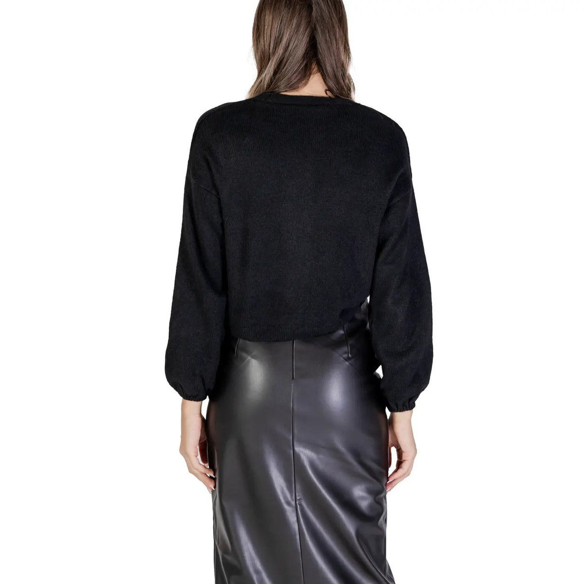 Only Women Black V Neck Knitwear Cardigan With Bow Detail Long Sleeve by Only